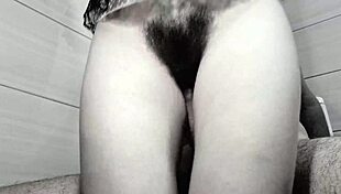 Chubby amateur rides hard, cumming deep inside her hairy pussy