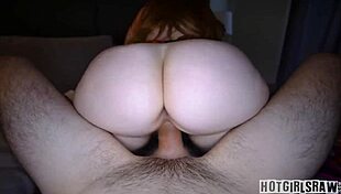 Redhead with big tits and huge ass in pov action