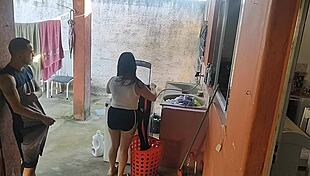 wife left, maid couldn't resist my erect cock?