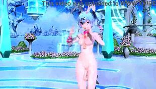 Hatsune Miku Performs AI No Uta In Project Diva Nude Mod Rabbit Hole Costume With Big Tits And Ass