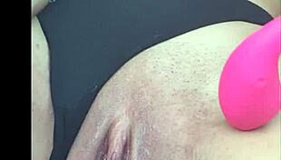 Hey, while boyfriend drives, I tease with toy and cum on seat.