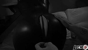 Pamela Sanchez Fucks Hairy Pussy in Leather Outfit and Mask