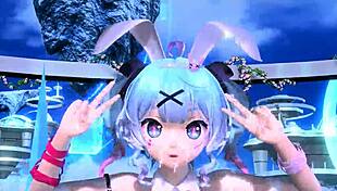Hatsune Miku Performs AI No Uta In Project Diva Nude Mod Rabbit Hole Costume With Big Tits And Ass