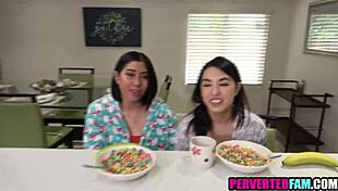 Asian Stepdaughters Deliver Intense Christmas Fucking Gift