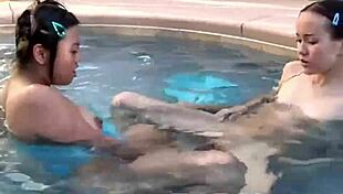 Tiny Tabby And Lesbian Friend Swim, Finger, And Lick Pussy At Pool