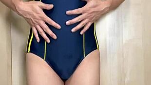 妄装 水泳部女子の競泳水着を着てアナル調教される
