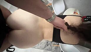 my roommates boyfriend fucked me hard in the kitchen