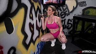 Busty milf giving BBC gloryhole blowjob intriguingly