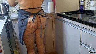 I caught my mother-in-law making dinner naked in the kitchen during workout