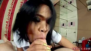amateur ladyboy nan gets bareback anal in thai transsexual scene.