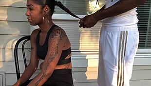 Ebony pornstar with glasses gets rough creampie and squirting orgasm