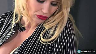 Look at this busty blonde secretary!