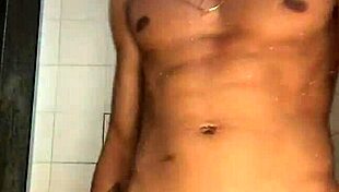 novinho strokes big dick in shower