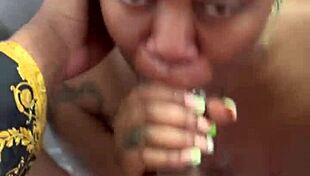 Ghetto amateur trains head and throat in pov session.