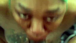 Ghetto amateur trains head and throat in pov session.