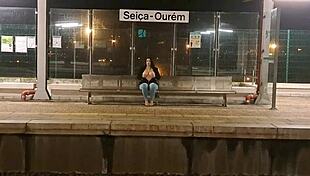 Public outdoor train station fuck with a stranger 😈