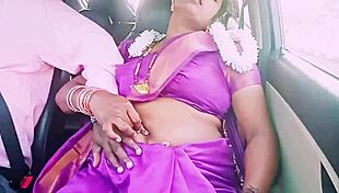 Indian beautiful saree housewife with car driver hot romance telugu dirty talks!