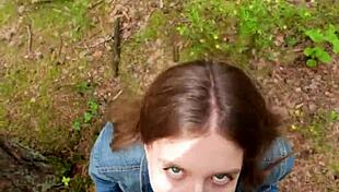 I went for a walk after fucking at home and decided to suck him off again and swallow cum outdoors