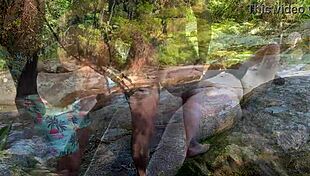 Wife with big ass fucks in the woods