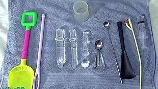 Milf Lesbians Perform Detailed Cervix and Urethral Penetration with Toys in Kinky Session.