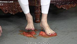 Japanese mistress mean food crush and feet licking