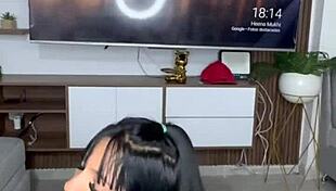 Beautiful Colombian Latina Brunette Plays with Dildos, Showing Her Big Ass