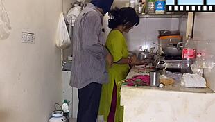 Husband surprises me while cooking, fucks me in kitchen