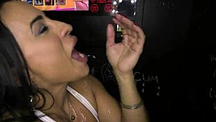 Fitness chick enjoys some glory hole loads! 😈