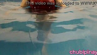 In the public swimming pool, she FLASHES her BOOBS