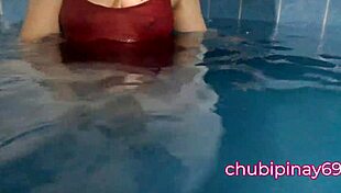 In the public swimming pool, she FLASHES her BOOBS