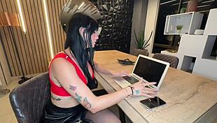 office pov brunette secretary gets big dick help