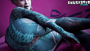 Does the tattoo girl stretch her asshole? Solo anal fisting!