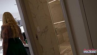 mature blonde cindy crawford teasing her pussy with fingers while sucking a big cock