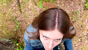 I went for a walk after fucking at home and decided to suck him off again and swallow cum outdoors