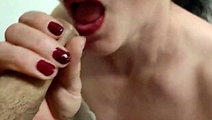 Mature milf slides dick into mouth