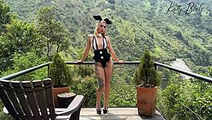 Playboy Katty Blake says, 'Watch me suck and ride the farmer's huge cock!'