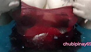 In the public swimming pool, she FLASHES her BOOBS