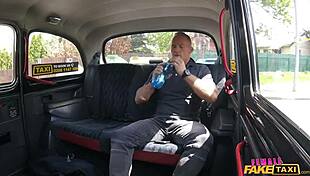 in the fake taxi, the milf has her big tits felt and squirts.