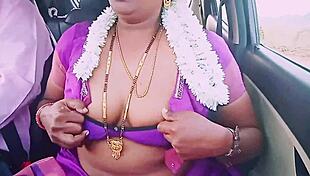 Oh, that Indian housewife in saree seduces her car driver with dirty talks during hot romance!