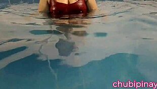 In the public swimming pool, she FLASHES her BOOBS