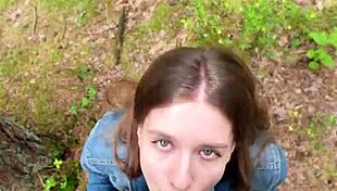 I went for a walk after fucking at home and decided to suck him off again and swallow cum outdoors