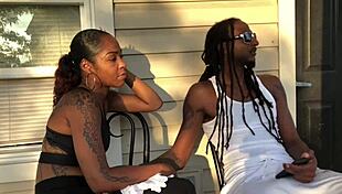 Ebony pornstar with glasses gets rough creampie and squirting orgasm