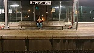 Public outdoor train station fuck with a stranger 😈