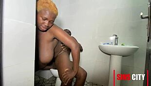 Ebony wife bends over for hardcore pussy fucking and intense cumshot on big ass