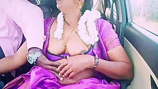 Indian beautiful saree housewife with car driver hot romance telugu dirty talks!