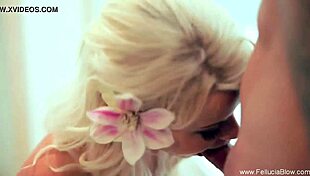 Stunning Blonde Babe Sucking His Cock in Fun Session with Handjob and Cumshot