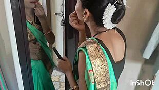 my village bhabhi shivani in green saree