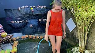 Elena Ross gets dry to wet fuck from stepsister with facial cum