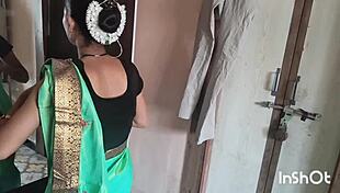 my village bhabhi shivani in green saree