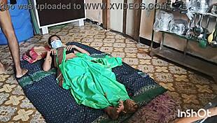 my village bhabhi shivani in green saree